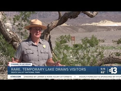 Death Valley's temporary lake continues to draw visitors, but it's already shrinking