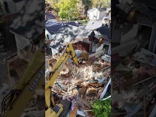 Clearing space for a new addition at our project in Chagrin Falls, OH #homeaddition #customhome