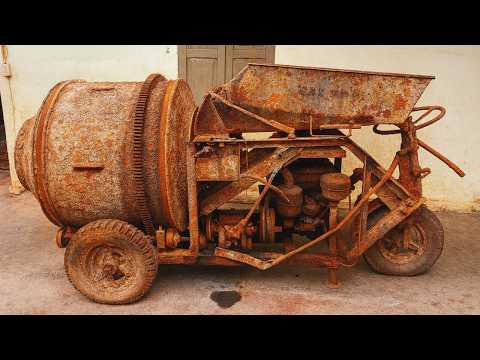 Restoration Old Self Propelled Concrete Mixer Serious Damage | Repair Rusty Concrete Mixing Truck