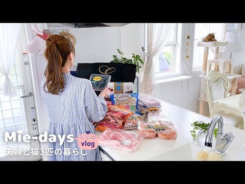 185.【コストコ購入品】仕分け冷凍保存、コストコ食材を使った2日間の夕食🩷夫婦と猫3匹の暮らし、雨の日☔️、ときどき猫、vlog