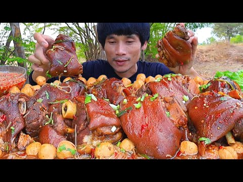 ก๋วยเตี๋ยวขาหมูจิ้มซีฟู๊ดแกล้มผักสดแซ่บคักอีหลีครับพี่น้องMUKBANG EATING SHOW#โก้อีสานพาแดก