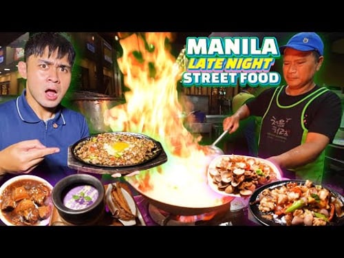 Filipino LATE NIGHT Street Food Tour in Manila🇵🇭Pinoy Street Food After Dark! Pares, Sisig, Mami
