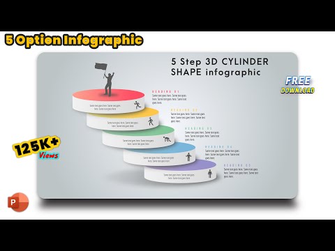 42.MS PowerPoint Tutorial - 5 Step 3D Stacked Cylinder Infographic