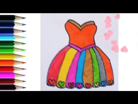 How To Draw A Beautiful Frock Drawing || Easy Frock Drawing