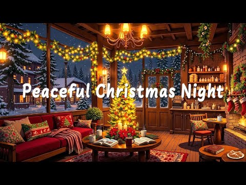 Peaceful Christmas Night / Chill Winter Coffee Shop Ambience / Jazzy Lofi Mix to Study, Work, Relax