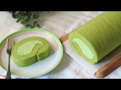 Matcha Green Tea Swiss Roll 抹茶蛋糕卷 如何做出完美不开裂的毛巾卷