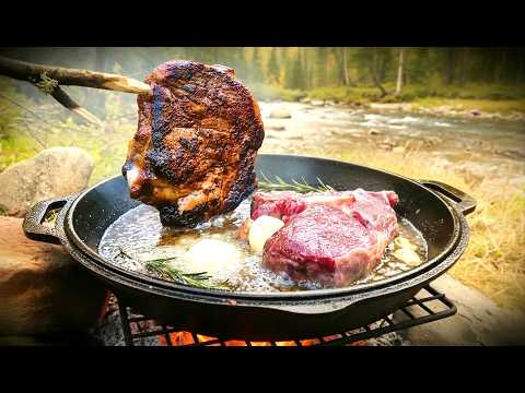 GIANT Ribeye Steak on Cast Iron | Relaxing Forest ASMR