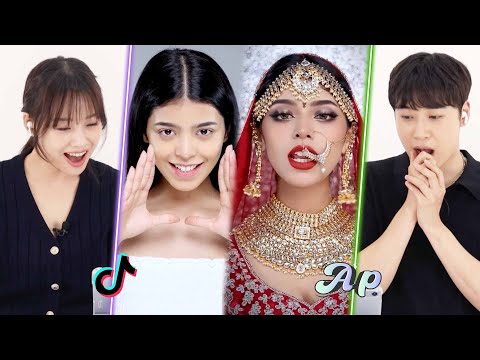 Koreans React to the Asoka Indian Makeup Transformation Challenge |asopo