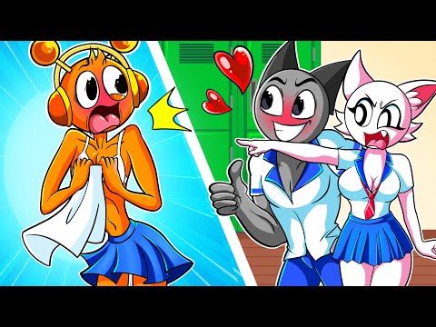 INCREDIBOX SPRUNKI SCHOOL - CHALLENGE 24 Hours In A Girl's Body ?! Cartoon Animation