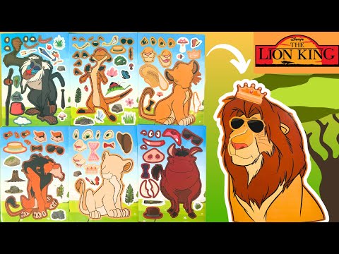 Disney THE LION KING Movie DIY Make a Face Stickers Activity with Simba, Nala, Timon, Pumba