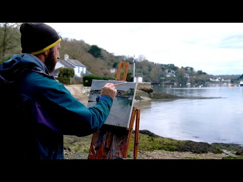 PLEIN AIR oil painting - FAL RIVER in Cornwall