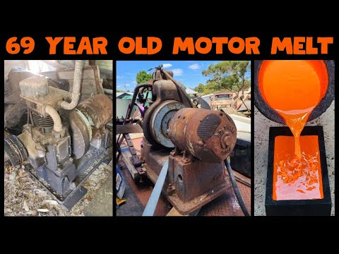 303KG . 69 Year Old Motor Melt - Free Metal - ASMR Metal Melting - Bulk Copper - BigStackD Casting