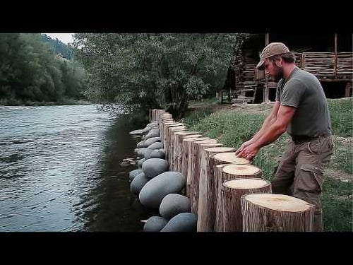 Man Builds AMAZING River LOG CABIN in the Woods | Start to Finish by @WildNorthRiverCabin