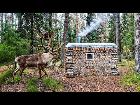 My First Night Alone in My Cozy Log Cabin. I Found a Bear Den