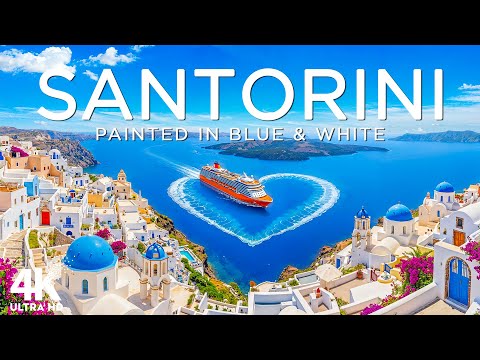 SANTORINI IN STUNNING 4K DRONE FOOTAGE | Iconic Blue Domes, White Cliffs & Aegean Light