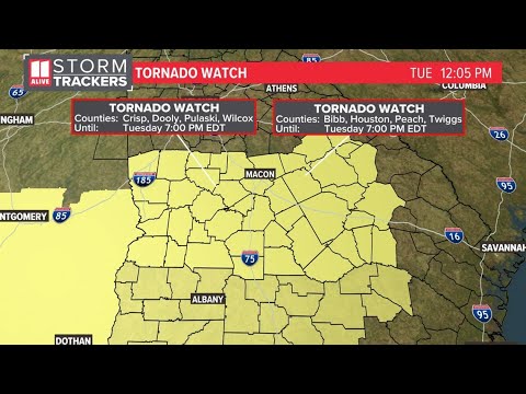 Georgia Weather Updates | Tornado watch issued for several counties south of Atlanta