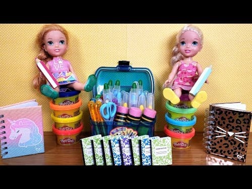 Elsa and Anna toddlers get supplies - back to school
