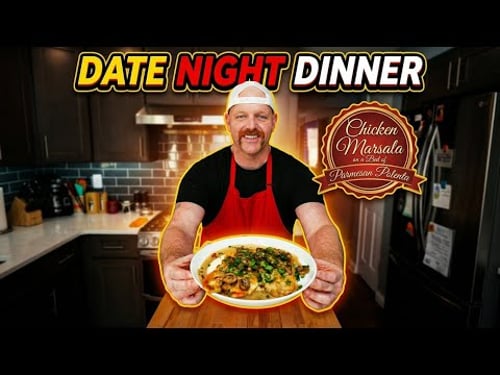 Chicken Marsala on a Bed of Parmesan Polenta | Date Night Dinner |