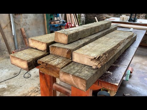 Woodworking Restore Rotten Old Train Sleepers Wood // Building Difficult, Rustic Table From Old Wood