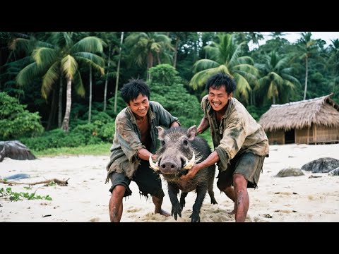 哈馬黑拉海野豬島生存挑戰全集!近期多雨需要修繕庇護所,用四門機關捕捉鉅野豬王【探索兄弟】