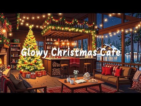 Glowy Christmas Cafe | Chill Jazzy Lo-fi Beats with Snowy View to Relax, Study, Work