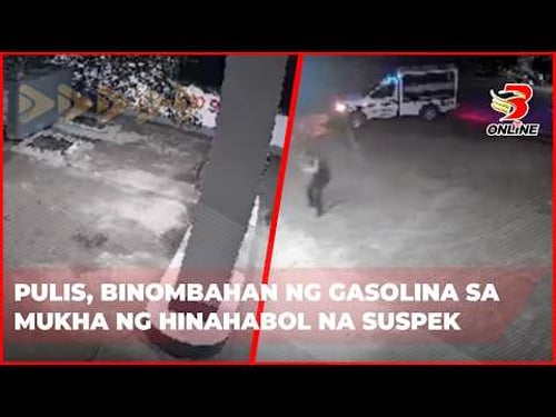 Pulis, binombahan ng gasolina sa mukha ng hinahabol na suspek