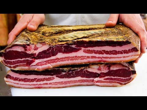 How Pancetta (Italian-style bacon) is Made in Italy | Flat and Rolled | Claudia Romeo