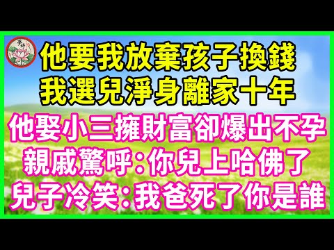 丈夫逼我:要錢還是要兒子,我選兒子淨身出戶遠走十年,他娶小三擁財富卻爆出不孕,親戚驚呼:你兒上哈佛了,兒子冷笑:我爸死了你是誰! #花開富貴 #感人故事 #深夜談話 #人生故事 #家庭故事 #故事