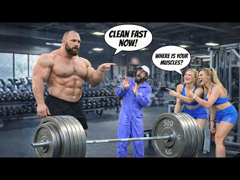 When bodybuilders face true strength, the reactions say it all 😱💪🧹