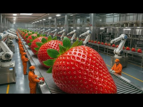 Inside a Modern Strawberry Production Factory: From Farm to Dessert (The Whole Process)