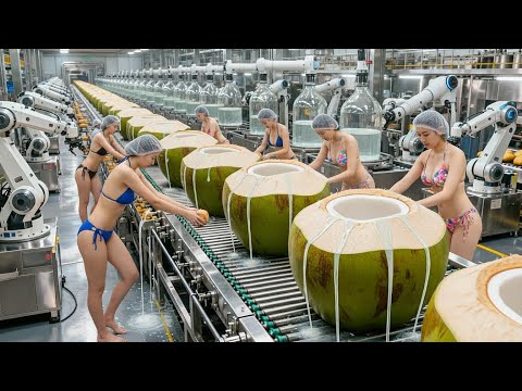 Inside a Modern Coconut Water Factory: From Green Nuts to Pure Hydration (Full Process)