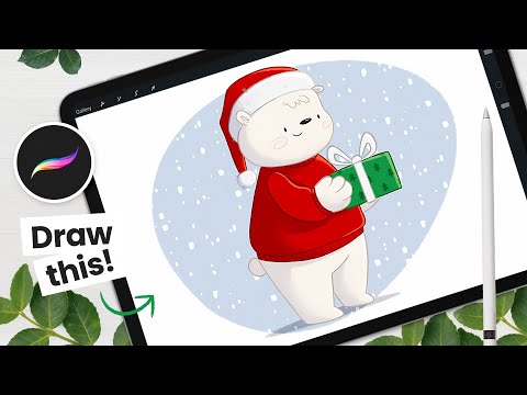 How To Draw A Holiday Polar Bear β’ Procreate Tutorial β’ Draw With Me