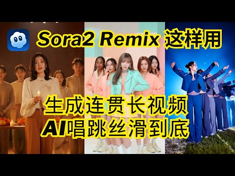 Sora 2就是生产力!我用独家「Remix链式玩法」,生成超连贯的长视频,让AI唱跳视频丝滑到底,实现一致性 | 告别角色闪烁、场景突变| 附独家原创Prompt思路 | Sora2内容创作系列#4