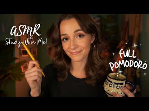 ASMR Study with Me! 💖 Cozy FULL Pomodoro Session with Timer & Breaks (& gentle rain 🌧️)