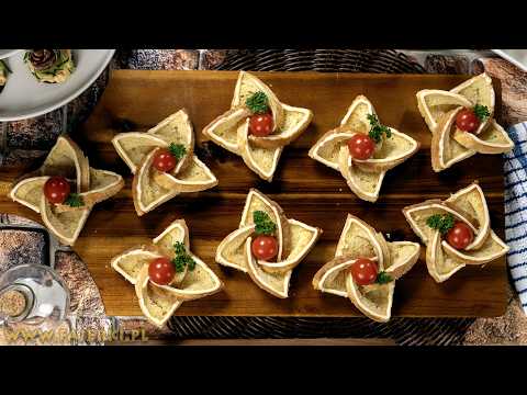 5 Simple, yet delightful party reicpes. Pinwheel, crispy roll-ups, roses and blooming flowers