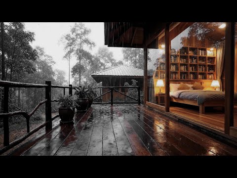 Rain Sounds Surrounding a Forest Cabin 🌲 Calm Rain Sounds For Sleeping | RainSoundsMK
