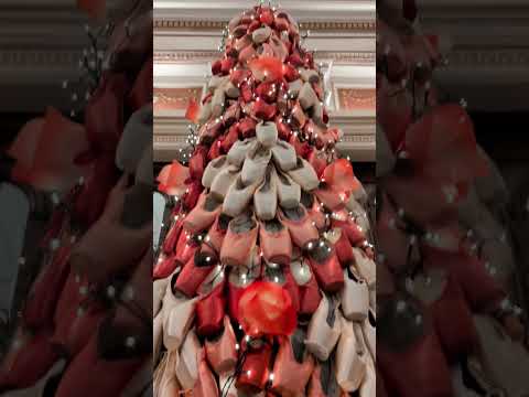 A Christmas tree made of pointe shoes! | English National Ballet #ballet #pointeshoes