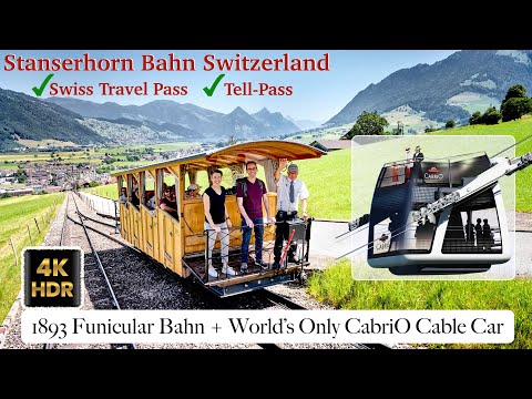 To Stanserhorn via 1893 Funicular Train & CabriO Cable Car | Stans Luzern, Switzerland | 4K 60p HDR