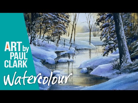 How to Paint a Snow Scene with a Stream in Watercolour