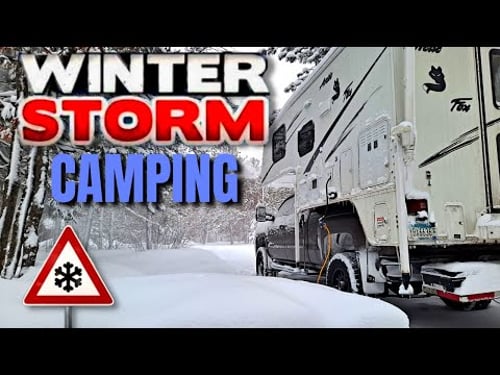 Truck Camping in a Snowstorm, 13" of snow! Custom built Rotisserie