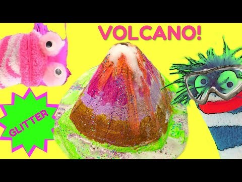 Fizzy and Phoebe Build a DIY MC2 Erupting Glitter Lava Volcano