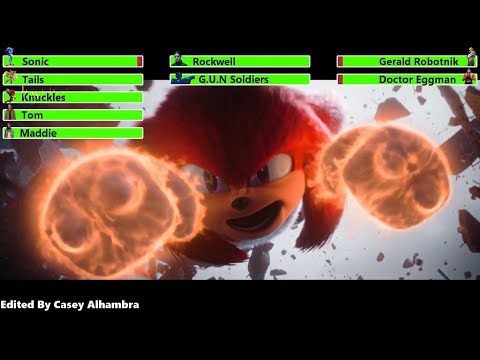 Sonic the Hedgehog 3 (2024) G.U.N Infiltration Scene with healthbars