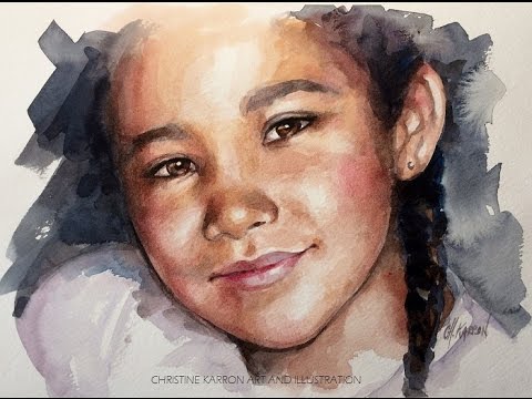 WATERCOLOR Portrait Painting, Darker Skin Demo, Christine Karron #watercolorportrait #watercolor