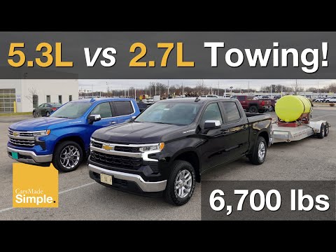 Chevy Silverado 2.7 vs 5.3 Towing Test! | Does the 4 Cylinder Keep Up?