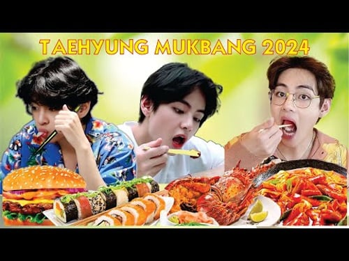 Taehyung mukbang 2024- Just BTS V eating for 18 minutes straight