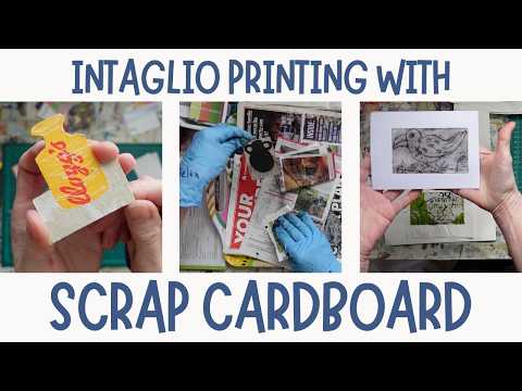 Scrappy Printing With Cardboard Packaging! Intaglio printing with recycled card