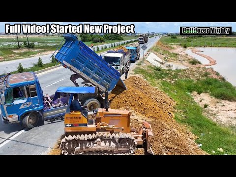 Full Video! Bulldozer KOMATSU D31P And Dump Truck 5 Ton, Filling up land, Next to the ring road