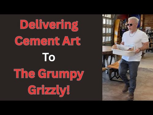 Grumpy Grizzly Cement Art Delivery AND Taking A Relaxing Drive Through Historic Elsah Illinois.