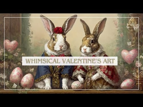 Vintage Valentine Art | 4K TV Frame Art Screensaver | Valentine Bunny Inspired Art | 10 Scenes