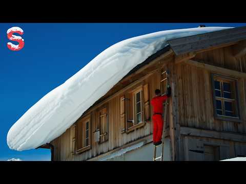 Skilled Snow Removal: Massive Roof Avalanche | Extreme Challenging Roof Snow Clearing Moments #12